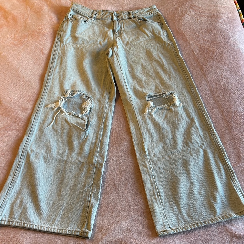 Pacsun Pacific Sunwear light wash low rise baggy distressed jean size 29 - Picture 1 of 10